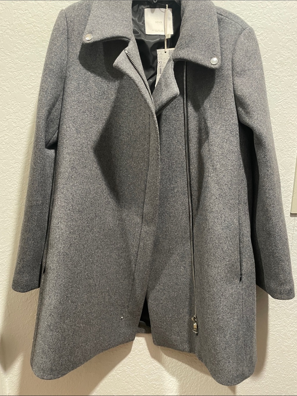 Mango Women's Grey Wool-Blend Pea Coat